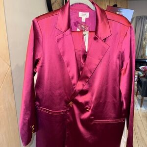 The Drop Satin Fuchsia Blazer Jacket